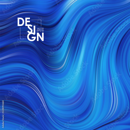 Vector illustration: Blue flow background. Wave water Liquid shape color backdrop. Trendy Art design