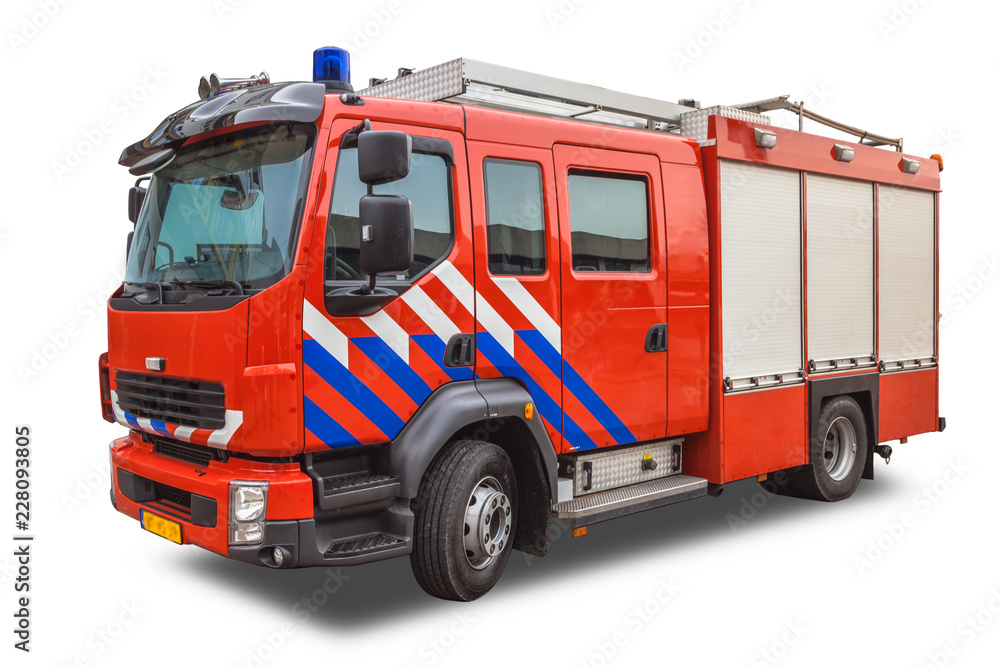 Modern Fire Engine Isolated on White Background