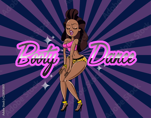 Twerk dance female cartoon character design. Vector illustration.