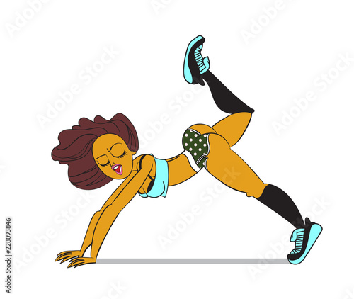 Twerk dance female cartoon character design. Vector illustration.