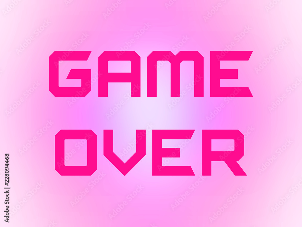 A game over text message screen, fuchsia over a pink blurred background, girly cute style.
A game over text message screen, fuchsia over a pink blurred background, girly cute style.