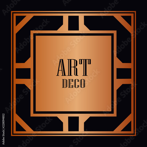 Vintage retro style invitation in Art Deco. Art deco border and frame. Creative template in style of 1920s. Vector illustration. EPS 10