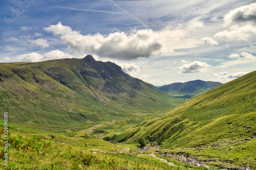 A view down the length of Great Langdale from Rossett ghyll