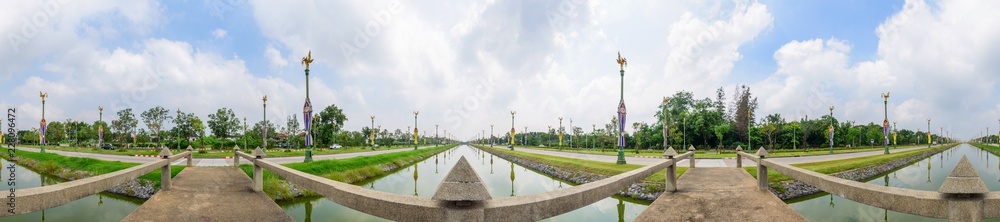Beautiful Utthayan Road with canal in center
