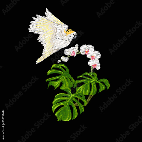 Set of elements for design with tropical plants