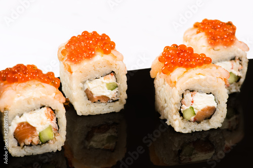 big four delicious roll with caviar