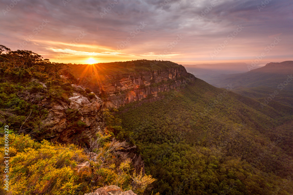 Golden sunrise Blue Mountains Australia