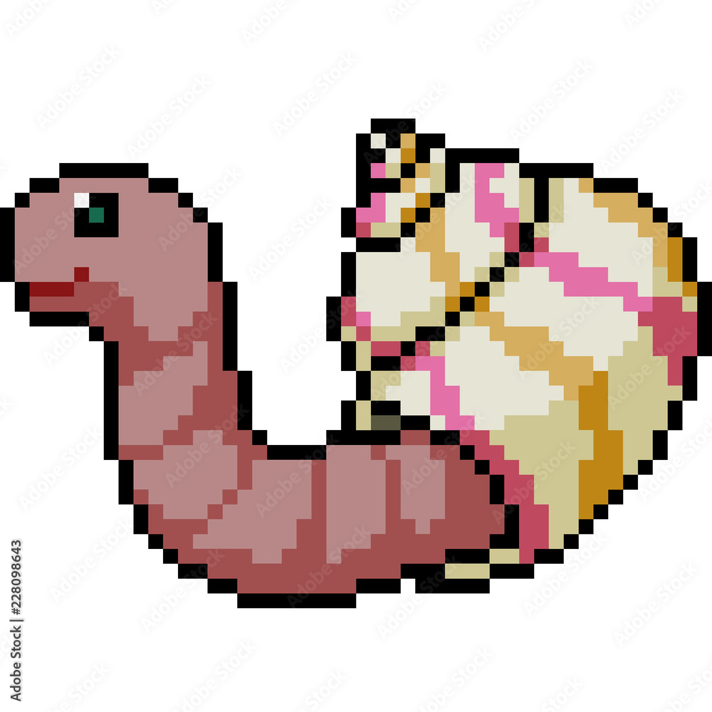 vector pixel art worm snail vector pixel art worm snail