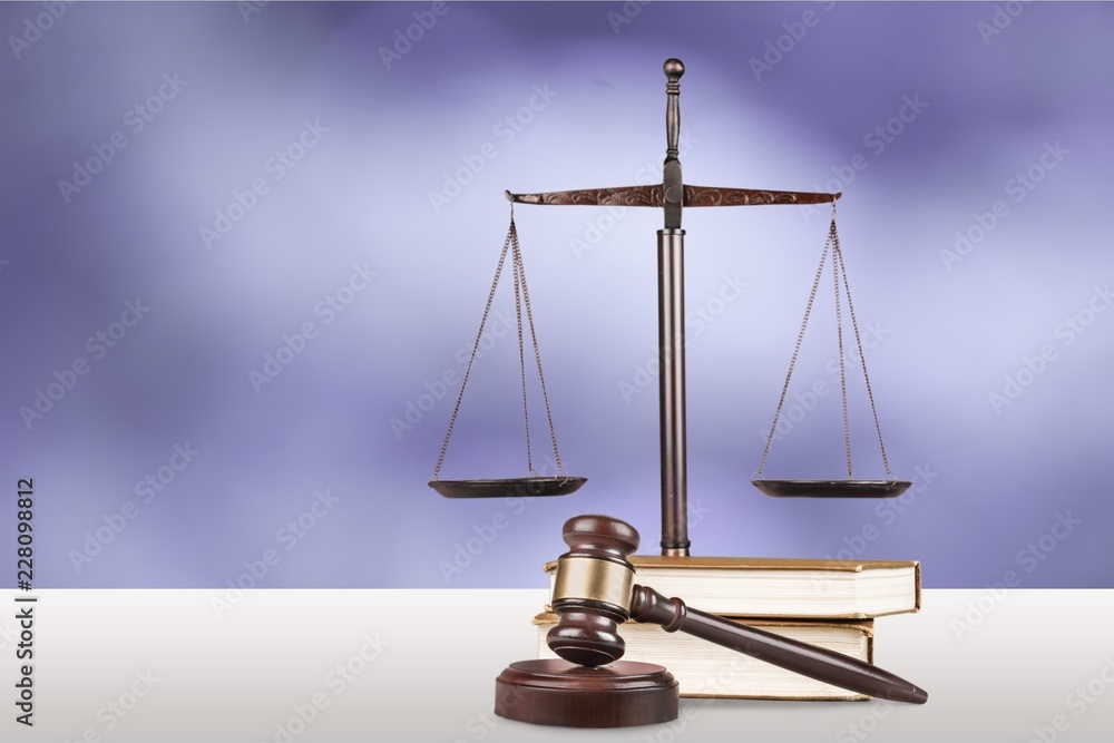 Justice Scales and books and wooden gavel Justice Scales and books and wooden gavel