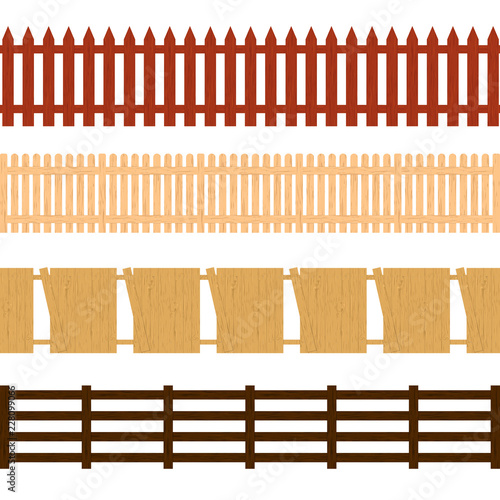 Cartoon Color Wooden Fence Seamless Pattern Background. Vector