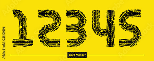 Number tires style in a set 12345