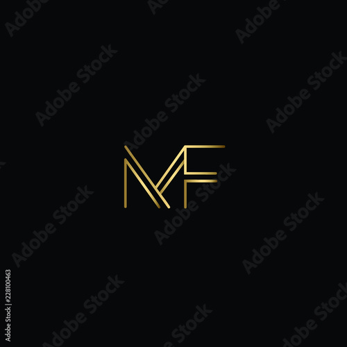 Creative Solid Minimal Letter MF Logo Design In vector Format photo
