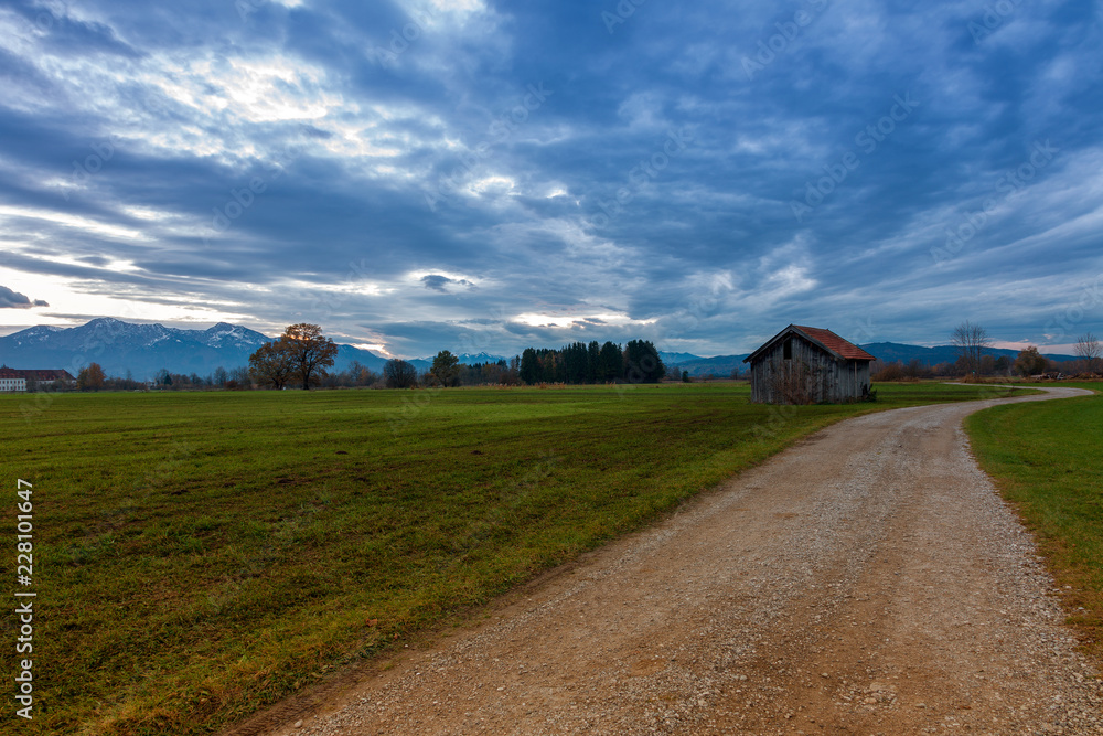 landscape with country road and blue sky landscape with country road and blue sky