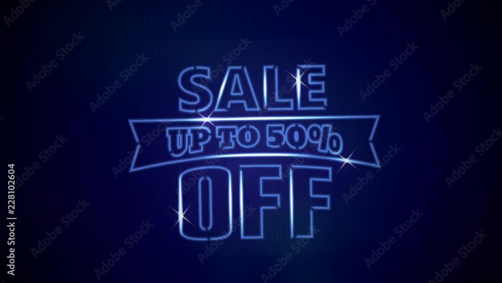 Glow blue neon sale loop animation Glow blue neon sale loop animation