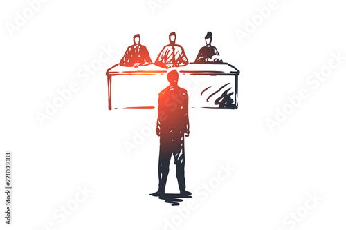 Interview, job, work, meeting, office concept. Hand drawn isolated vector.