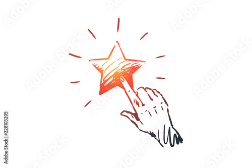 Feedback, star, service, quality, mark concept. Hand drawn isolated vector.