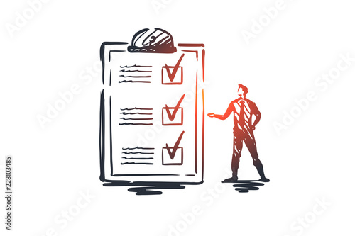 Questionnaire, form, test, checklist, survey concept. Hand drawn isolated vector.