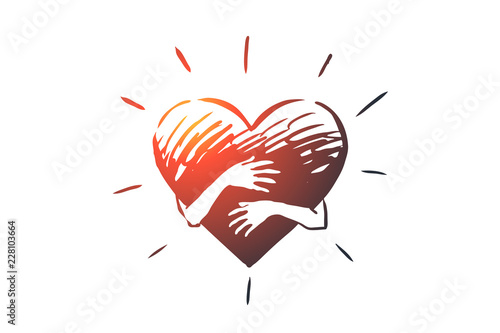 Empathy, heart, love, charity, support concept. Hand drawn isolated vector.