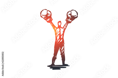 Assertiveness, success, work, competence, motivation concept. Hand drawn isolated vector.