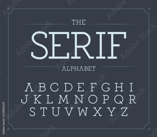 Serif letters set. Modern vector latin alphabet. Thin vintage font. Stylish elegant ABC template. Typography design.