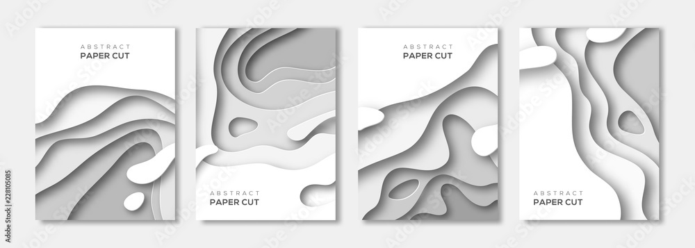 Banners set with white paper cut