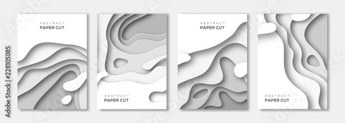 Banners set with white paper cut