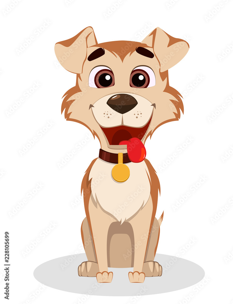 Cute funny dog. Puppy cartoon character Stock Vector | Adobe Stock