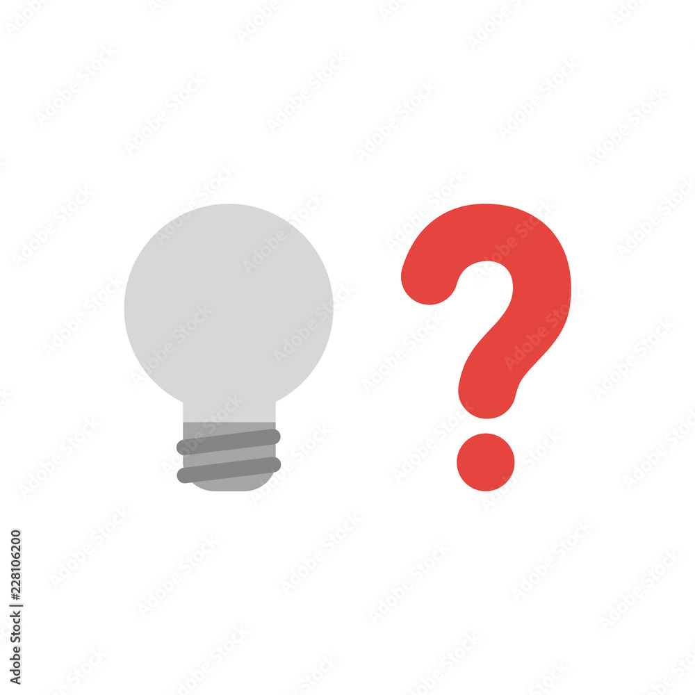 Vector icon concept of grey light bulb with question mark Vector icon concept of grey light bulb with question mark