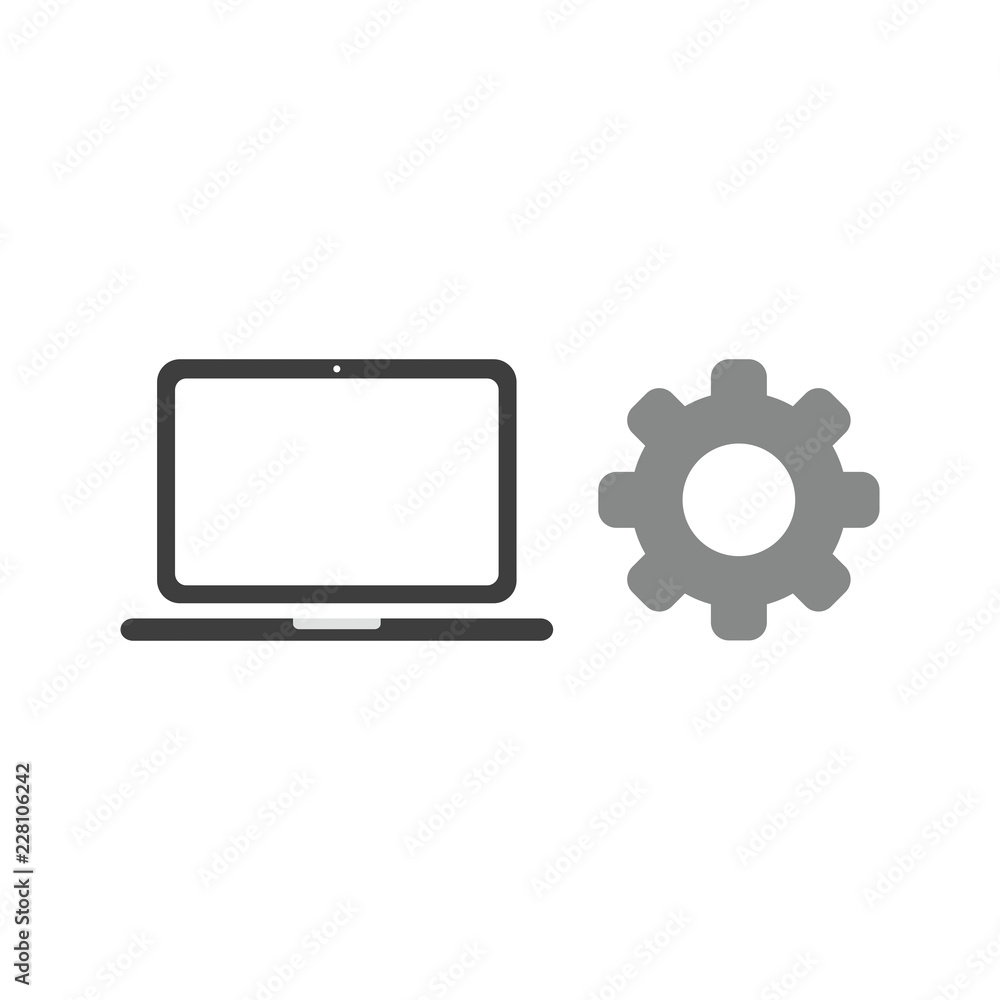 Vector icon concept of laptop computer with gear Vector icon concept of laptop computer with gear