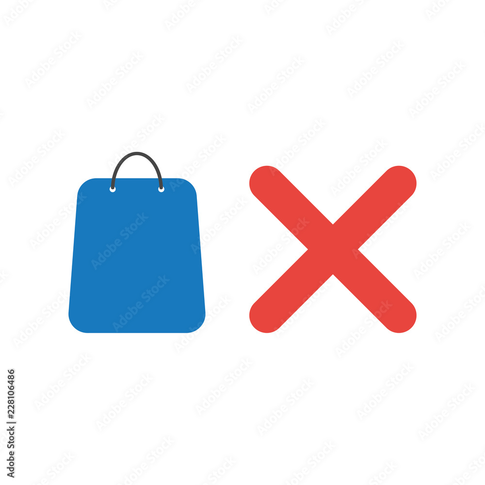 Obraz premium Vector icon concept of shopping bag with x mark