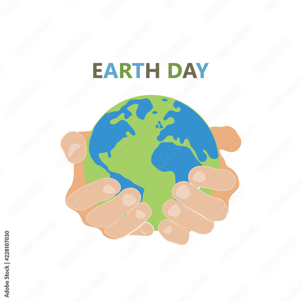 hands holding earth on white background colored symbol earth day hands holding earth on white background colored symbol earth day