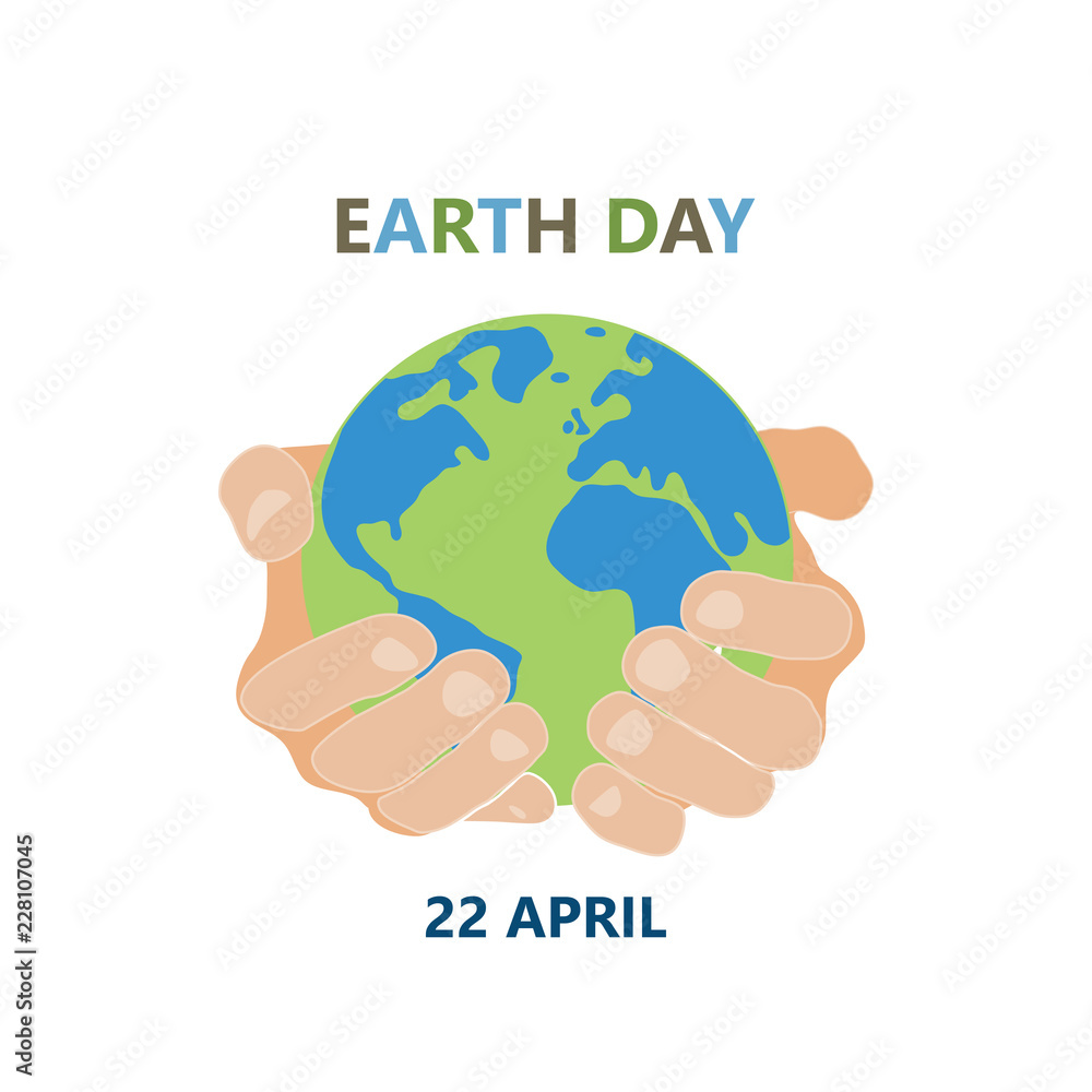 hands holding earth on white background colored symbol earth day hands holding earth on white background colored symbol earth day