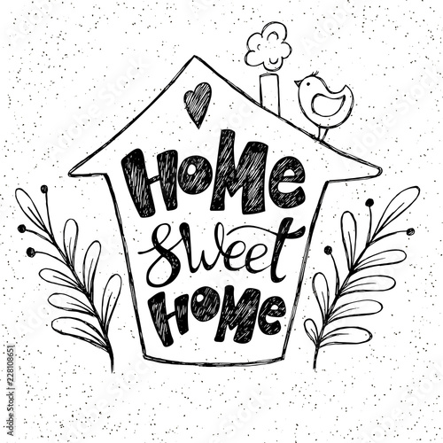 Hand lettering quote "Home sweet home"