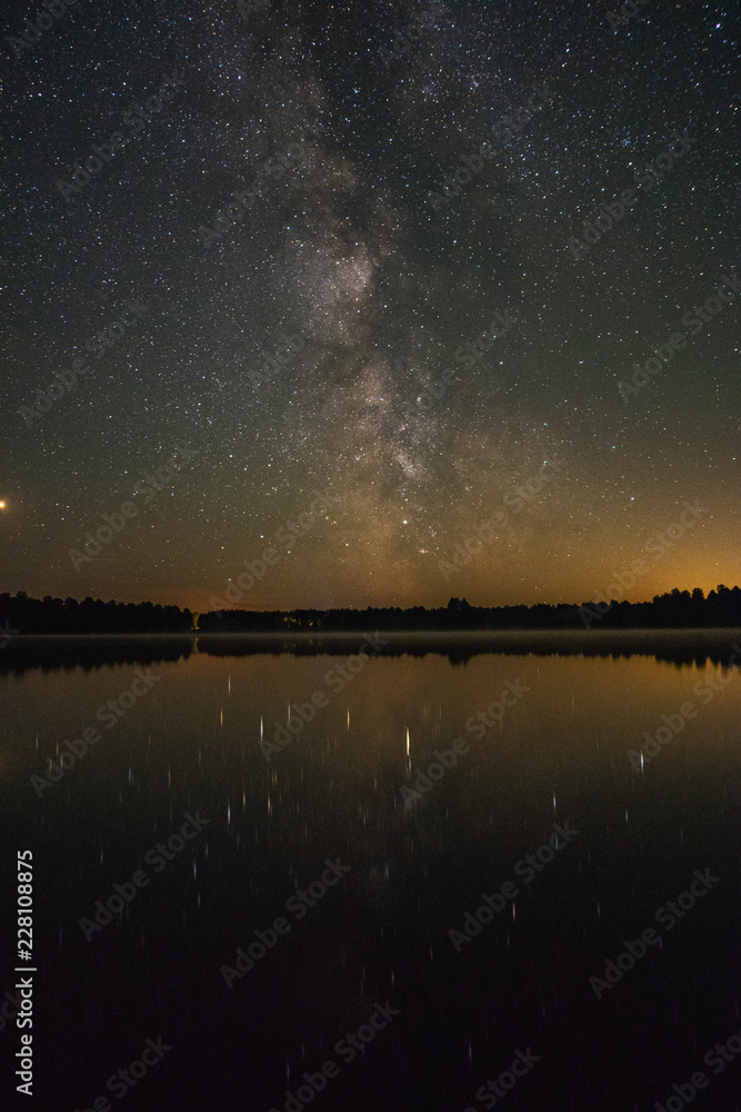 Beautiful milky way over a big lake on a summer night Beautiful milky way over a big lake on a summer night