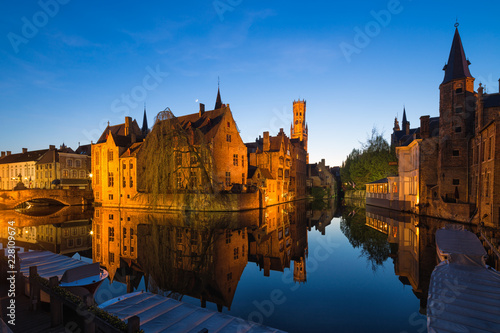 Traditional medieval architecture in the old town of Bruges (Brugge), Belgium 