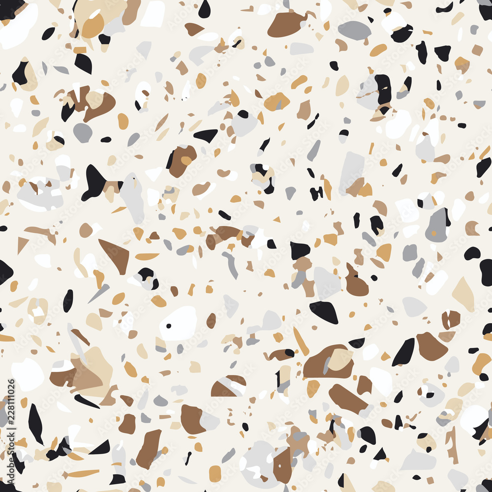 Terrazzo flooring seamless pattern. Background with textured surface