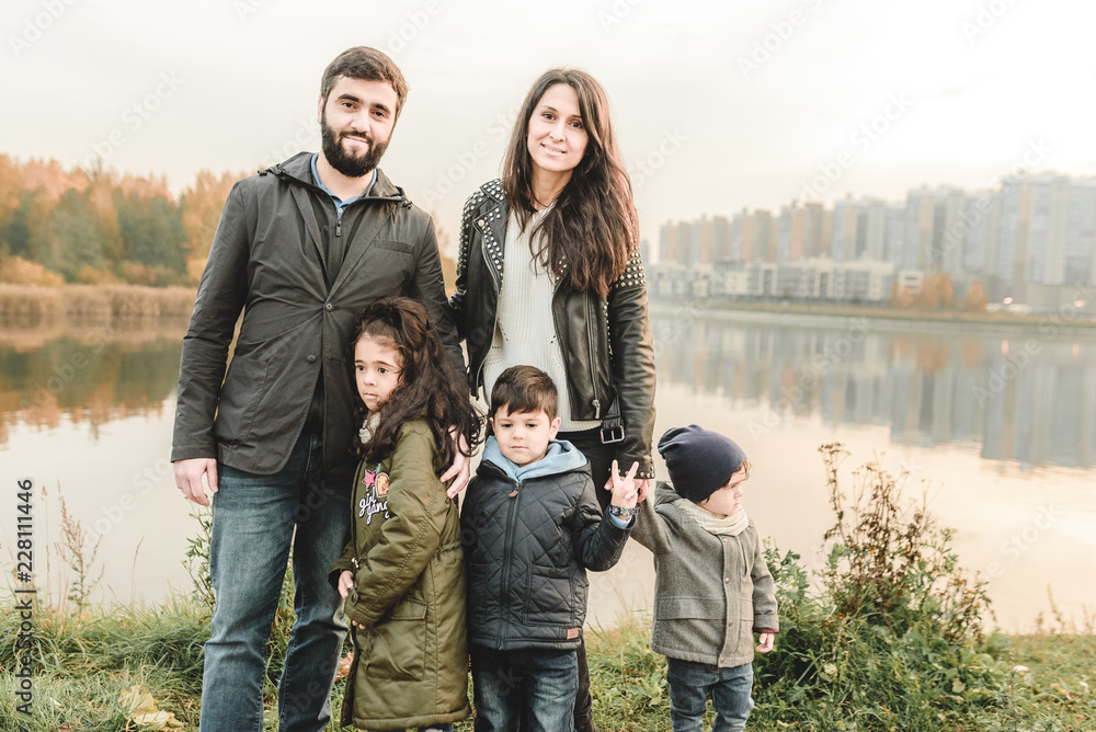 happy family in autumn park happy family in autumn park