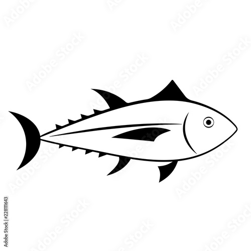 Tuna fish outline icon. Seafood clipart isolated on white background