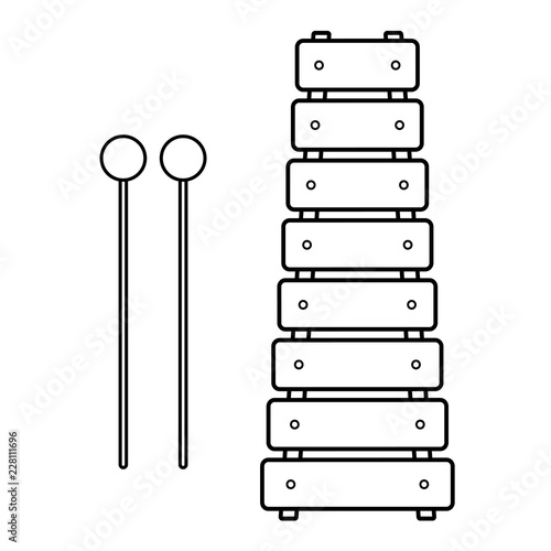 Xylophone outline icon. Clipart image isolated on white background