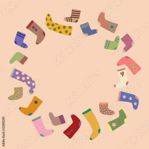 vector composite frame with colorful socks
