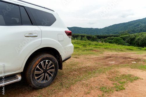 travel concept. car for traveling with soft-focus and over light in the background © memorystockphoto