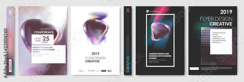 Covers templates set with graphic geometric elements. Flyer, cover annual report, placards brochures, posters banners. Vector