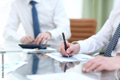 close up.businessman working with financial data