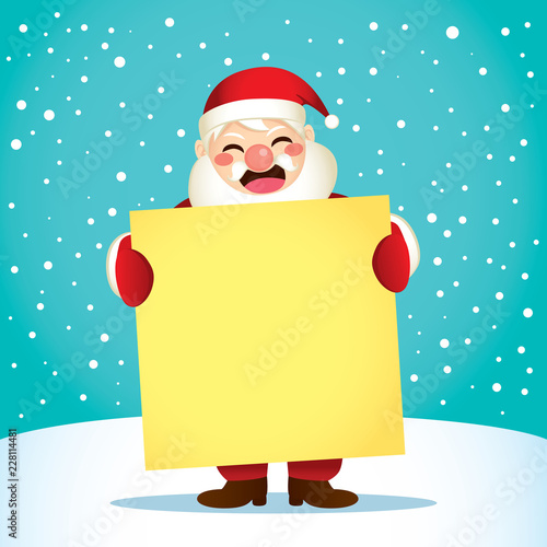 Santa Claus holding white b...