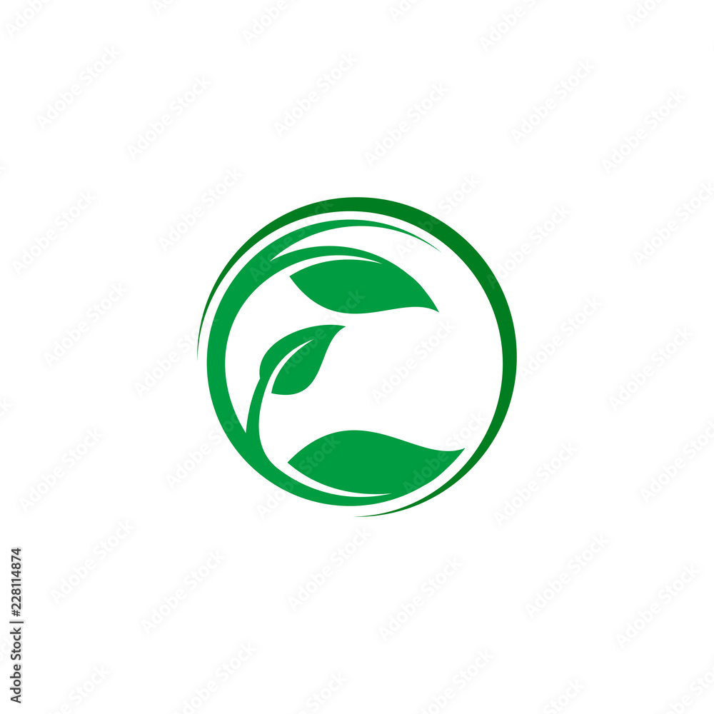 green leaf nature circle vector logo template design green leaf nature circle vector logo template design
