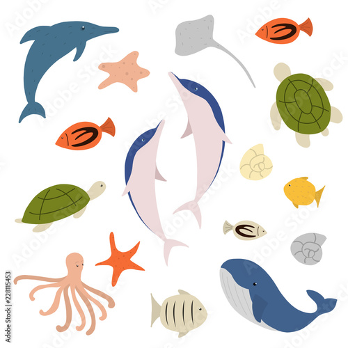 Sea animals vector