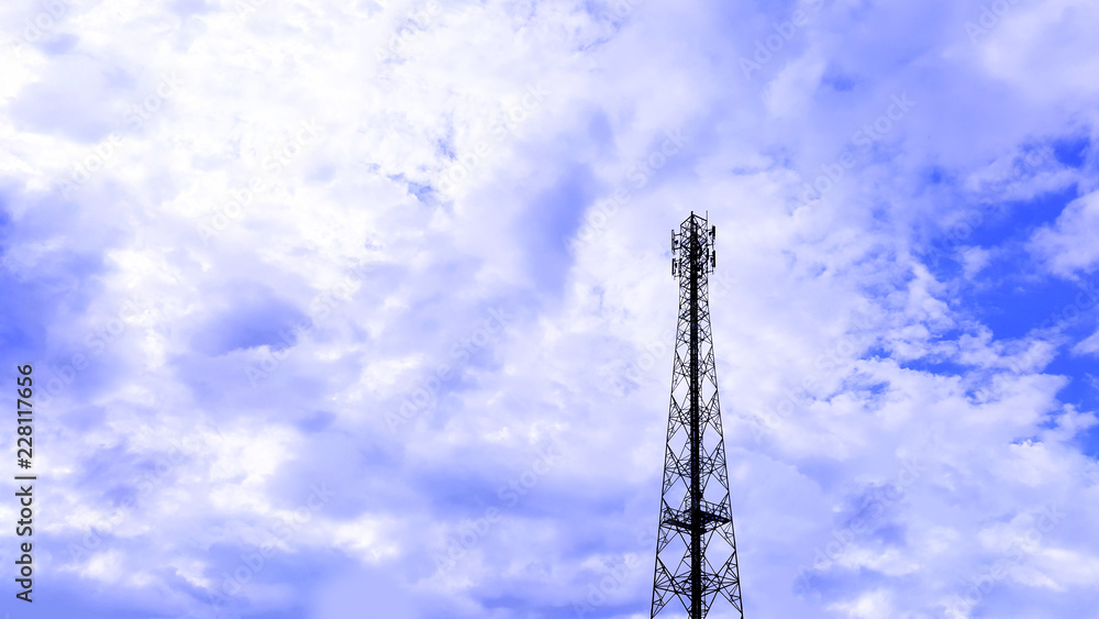 telephone pole telecommunications tower on blue sky background telephone pole telecommunications tower on blue sky background