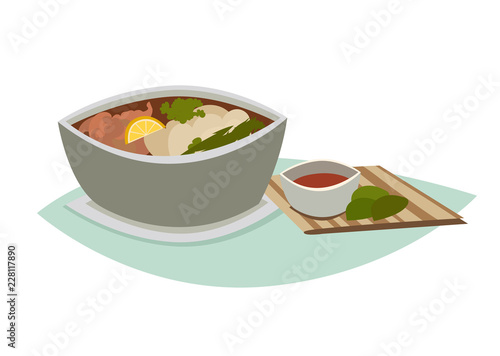 Vietnamese food cartoon vector icon, isolated on white background