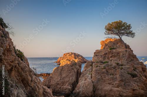 Tossa Beach coastline, rocks, islands and cliffs by the shore