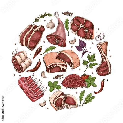 Isolated meat circle